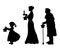 Silhouette girl mother grandmother bear star