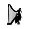 Silhouette girl music playing harp