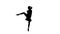 Silhouette of girl performing ballroom dance. White background, slow motion