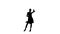 Silhouette of girl performing samba dance. White background, alpha channel