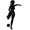Silhouette of girl playing soccer illustrated on white background