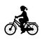 Silhouette girl riding bike sport