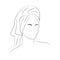 Silhouette of a girl in a towel on her head. Minimalism style. The design is suitable for home, cleanliness, emblem, spa, salon