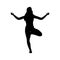 Silhouette girl yoga relaxation pose exercise