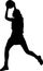 Silhouette of girls netball player catching throwing ball