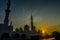 Silhouette of the grand and magnificent Sheikh Zayed mosque in Abu Dhabi UAE