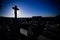 Silhouette of the gravestones on a typical Catholic cemetery