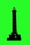 Silhouette in green screen of lighthouse for sailors excellent as a logo.