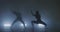 Silhouette of group dancers of contemporary ballet, ow key