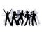 Silhouette group of people dancing