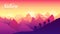 Silhouette group people hiking at mountain at sunset design. Mountaineers climbs to the top of a snow-capped mountain illustration