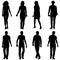 Silhouette Group of People Standing on White Background