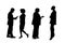 Silhouette of Group of Workers on a White Background