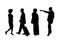 Silhouette of Group of Workers on a White Background