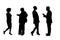 Silhouette of Group of Workers on a White Background