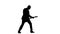 Silhouette of a guitar player. Playing the instrument. Slow motion