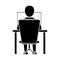 Silhouette guy back working laptop chair desk