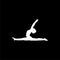 Silhouette of a gymnast woman icon or logo on dark background