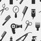 Silhouette Hairdressing Tools in Seamless Pattern