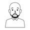 Silhouette half body bald man with beard