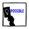 Silhouette hand of businessman using idea to change impossible to possible vector illustration sketch doodle hand drawn isolated