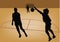 Silhouette of handball player