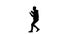 Silhouette Handsome cool casual man listening to music in smartphone and dancing while walking.