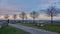 Silhouette of Hanover from the Kronsberg hill on the suburb of the city in the winter evening.