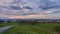 Silhouette of Hanover from the Kronsberg hill on the suburb of the city in the winter evening.