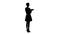 Silhouette happy beautiful businesswoman clapping hands.