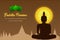 Silhouette happy buddha purnima monk phra buddha pray concentration composed release front of pho leaf religion culture faith