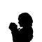 Silhouette happy father holding newborn little baby close up