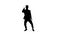 Silhouette Happy Successful Businessman Dancing In a Crazy Way.