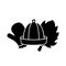 Silhouette hat, broom, mitten for sauna. Outline icon of bath accessory for Russian banya. Black simple illustration. Flat