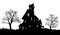 Silhouette Haunted Halloween House Spooky Trees