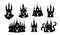 Silhouette of haunted house, ghost mansion, castle. Black silhouettes of Halloween creepy mansions set