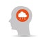 silhouette head cloud data connected icon graphic