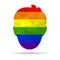 silhouette of head of a man colored in colors of rainbow awareness for LGBT community pride concept