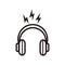 Silhouette headphone with lightning sign for music listening, broadcast or podcast - silhouette headphone lightning sign icon
