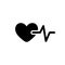 Silhouette Heartbeat icon. Outline logo of heart check. Black simple illustration of heart rate and blood pressure measurement.