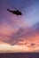 Silhouette of helicopter - Scotland Coast