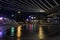 Silhouette of Henley Beach pier and square at dusk