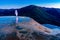 Silhouette at Hierve el Agua, thermal spring in the Central Valleys of Oaxaca, Night view. Mexico