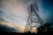 Silhouette of High Voltage Electrical Pole Structure