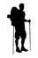 A silhouette of a hiker with backpack
