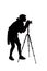 Silhouette of a Hiking Photographer on a White Background