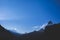 Silhouette of Himalayan mountains on blue sky. Nepal