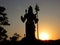 Silhouette of Hindu god Shiva at sunset