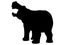 The silhouette of the Hippopotamus, linear stylized picture. Outline.