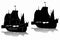 Silhouette of a historic ship, vector drawing